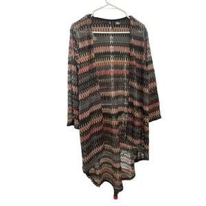 New Directions Women's Multicolor Silver Sparkle Long Sleeve Cardigan Size XL